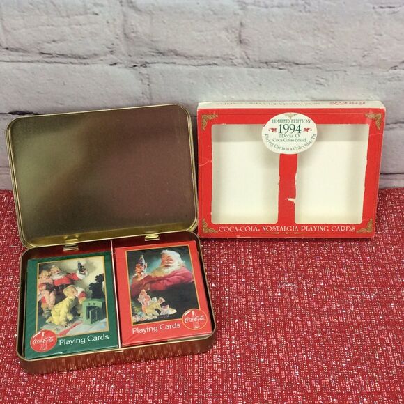 Vtg Coca-Cola Santa Claus Playing Cards in Tins Sealed Decks Nostalgia Christmas - Picture 5 of 12